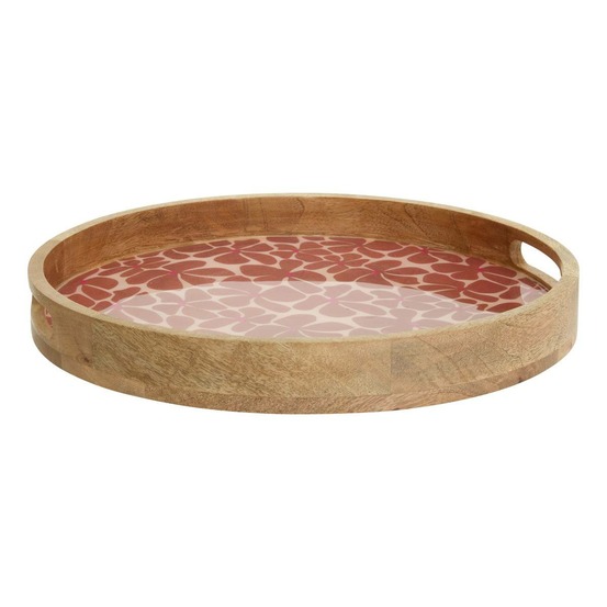 Plateau rond inaya d38cm terracotta et manguier