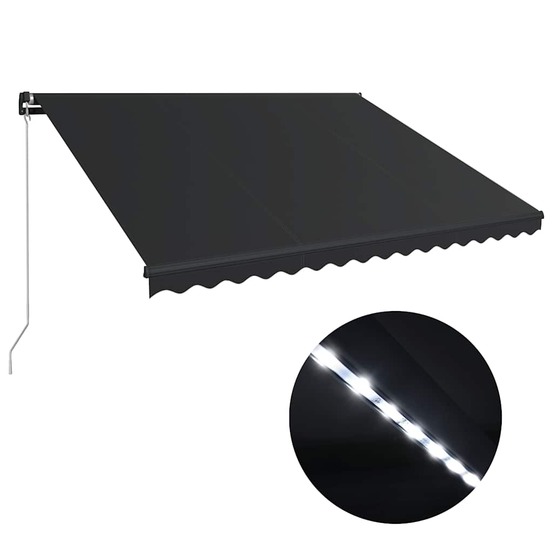 Auvent manuel rétractable avec led 450x300 cm anthracite
