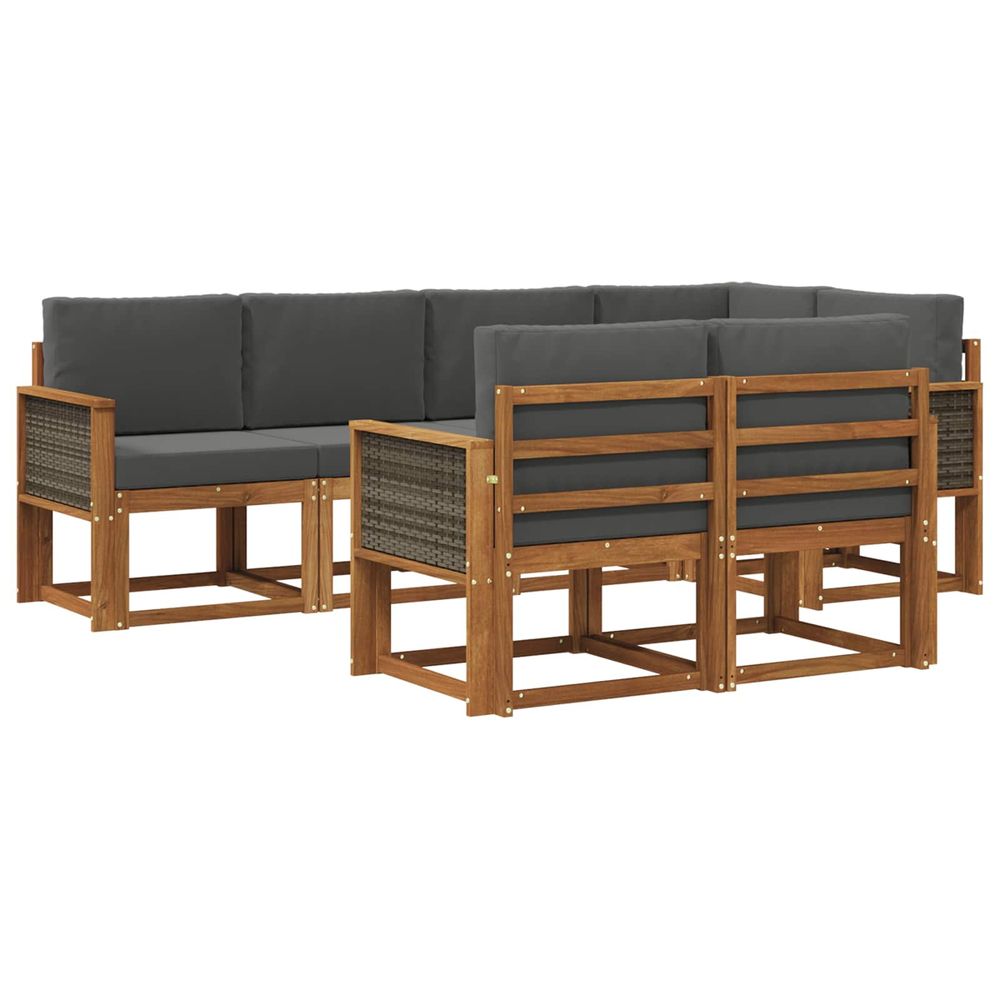 Ensemble de canapés d'extérieur 7 pc naturel et anthracite