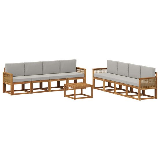 Ensemble de canapés d'extérieur 9 pc naturel et gris clair
