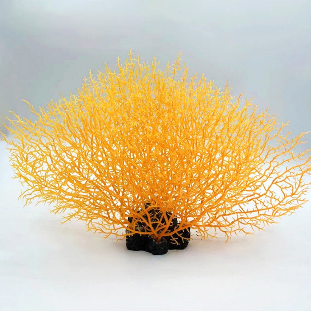 Décoration en corail en silicone pour aquarium, arbre de corail jaune