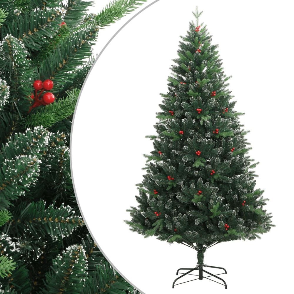Sapin de noël artificiel articulé pvc/pe avec baies rouges intérieur vert 180 cm