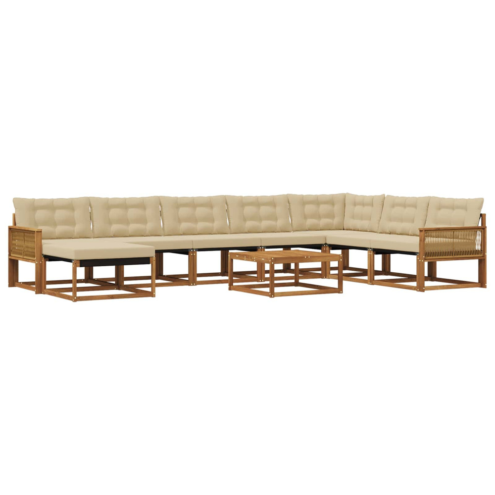 Ensemble de canapés d'extérieur 9 pcs naturel et beige
