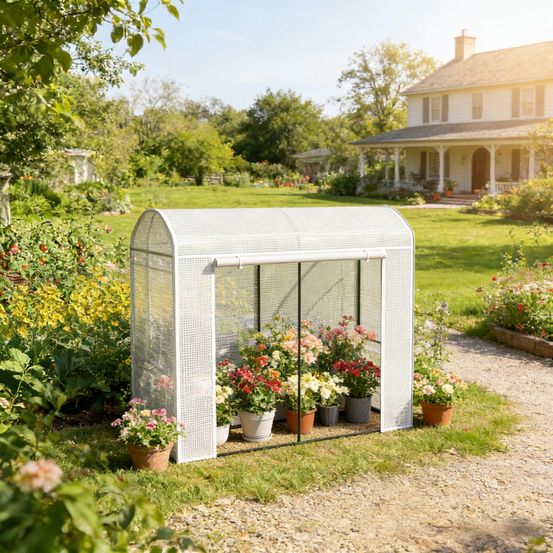 Serre de jardin acier pe pour plantes protection intempéries 200x68x170cm blanc - comfortxl outdoor living