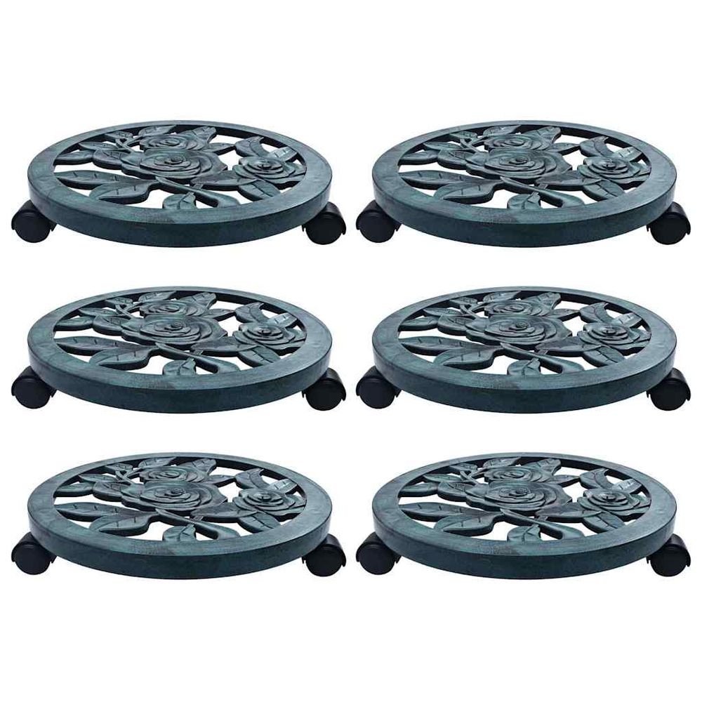 Chariots pour plantes 6 pcs vert 38 cm plastique