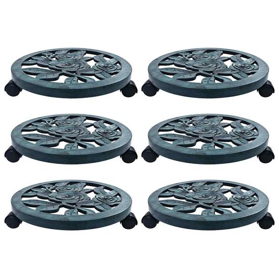 Chariots pour plantes 6 pcs vert 38 cm plastique