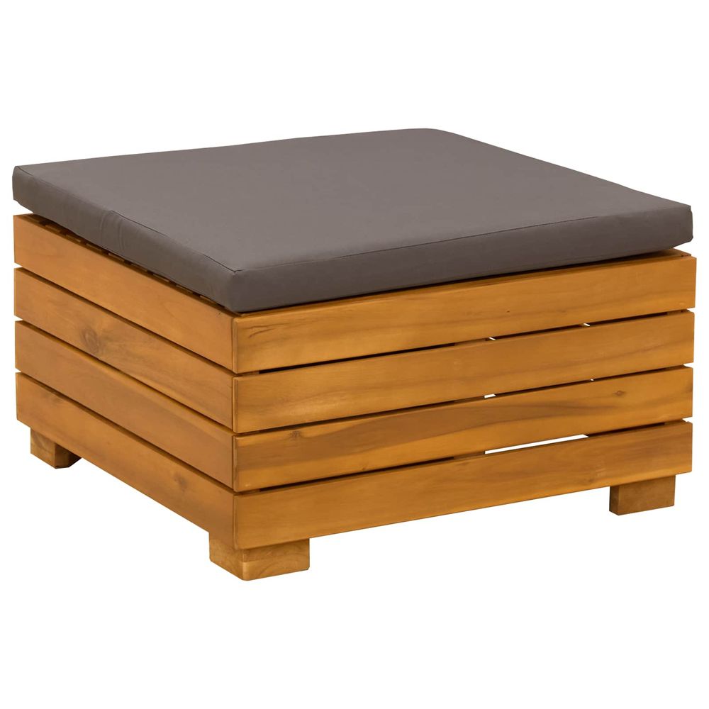 Pouf de jardin bois d'acacia massif marron