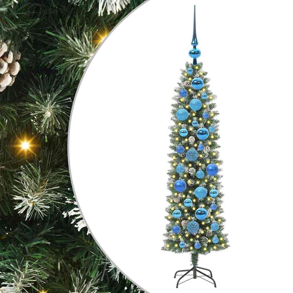 Arbre de noël artificiel slim avec 150 led vert et blanc 120 cm