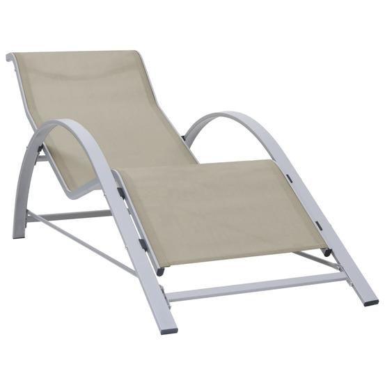 Chaise longue textilène et aluminium crème bain de soleil