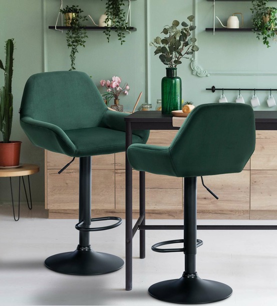 Tabouret de bar braga velours noir