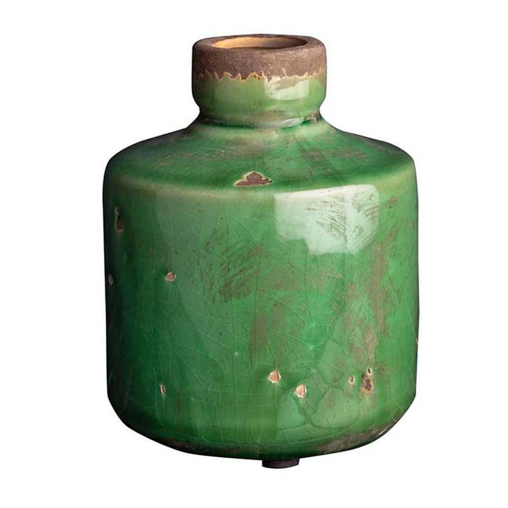 Vase bouteille vert olive 14x11cm