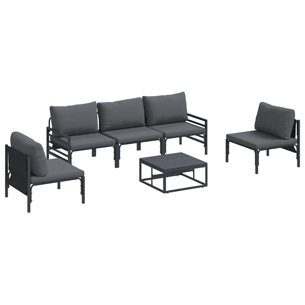 Ensemble de canapé de jardin avec coussin 6 pcs noir acier