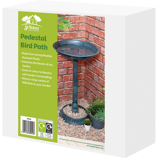 Bain pour oiseaux sauvages st helens sur piédestal ornemental de jardin - autoportant - résistant aux intempéries gh356