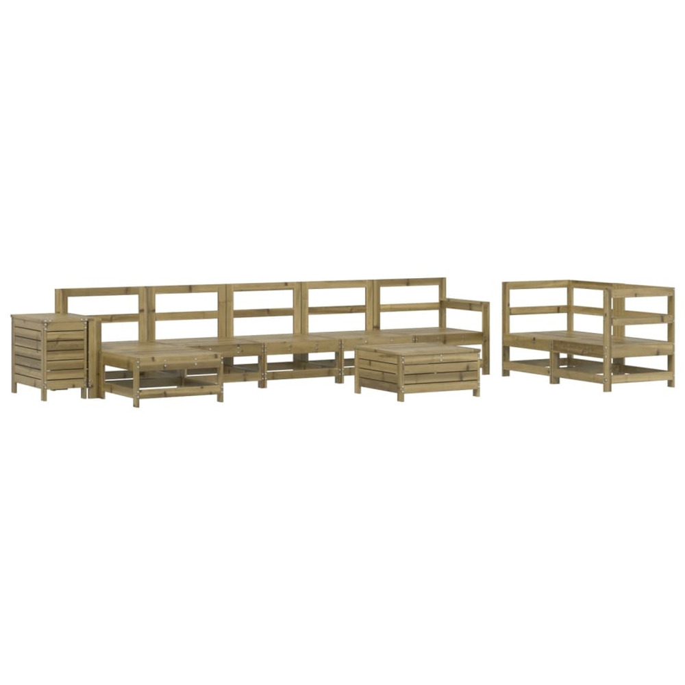 Salon de jardin 10 pcs bois de pin imprégné