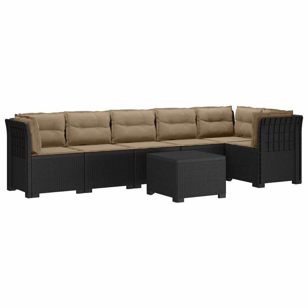 Canapé de jardin 6 places avec coussins aspect rattan pp