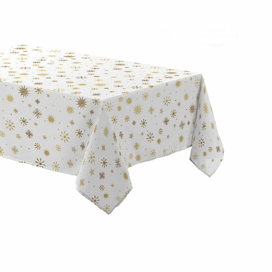 Nappe rectangulaire antitache et infroissable eclat d'or - 150 x 240 cm - blanc et or