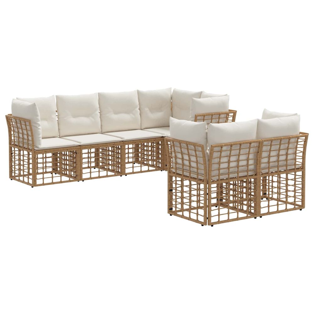 Ensemble de canapés d'extérieur 7 pc naturel polyester