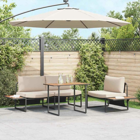 Ensemble de salle à manger pour jardin 3 pcs taupe acier