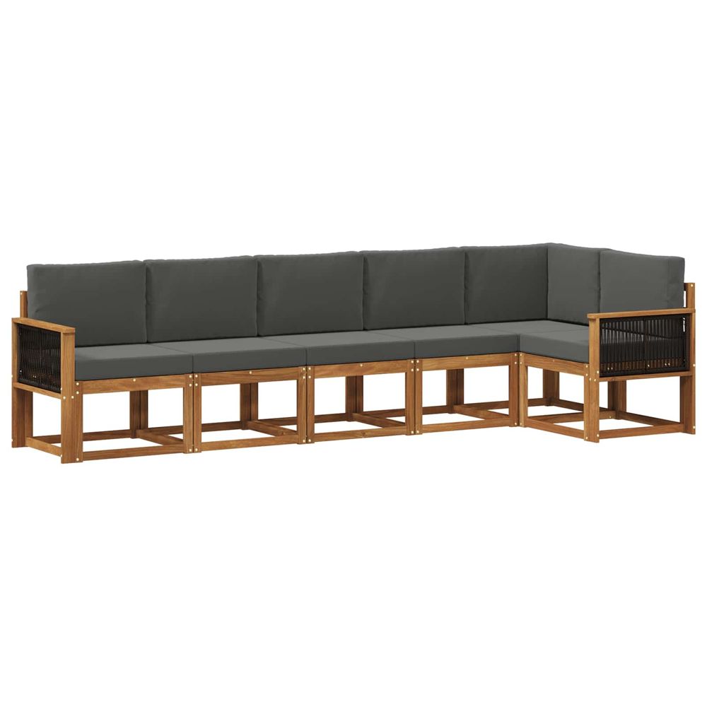 Ensemble de canapés d'extérieur 6 pc naturel et anthracite