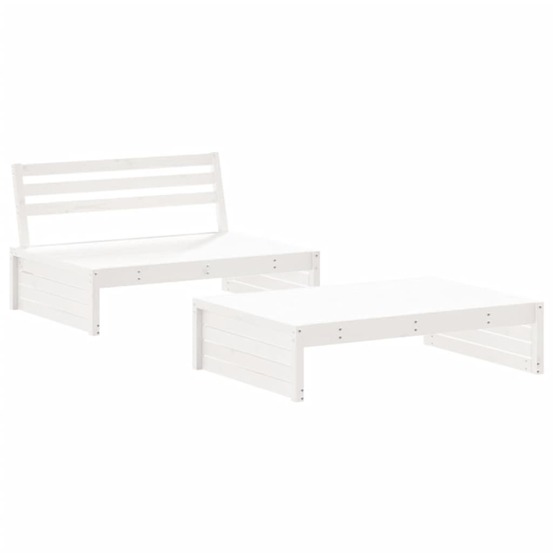 Salon de jardin 2 pcs blanc bois de pin massif