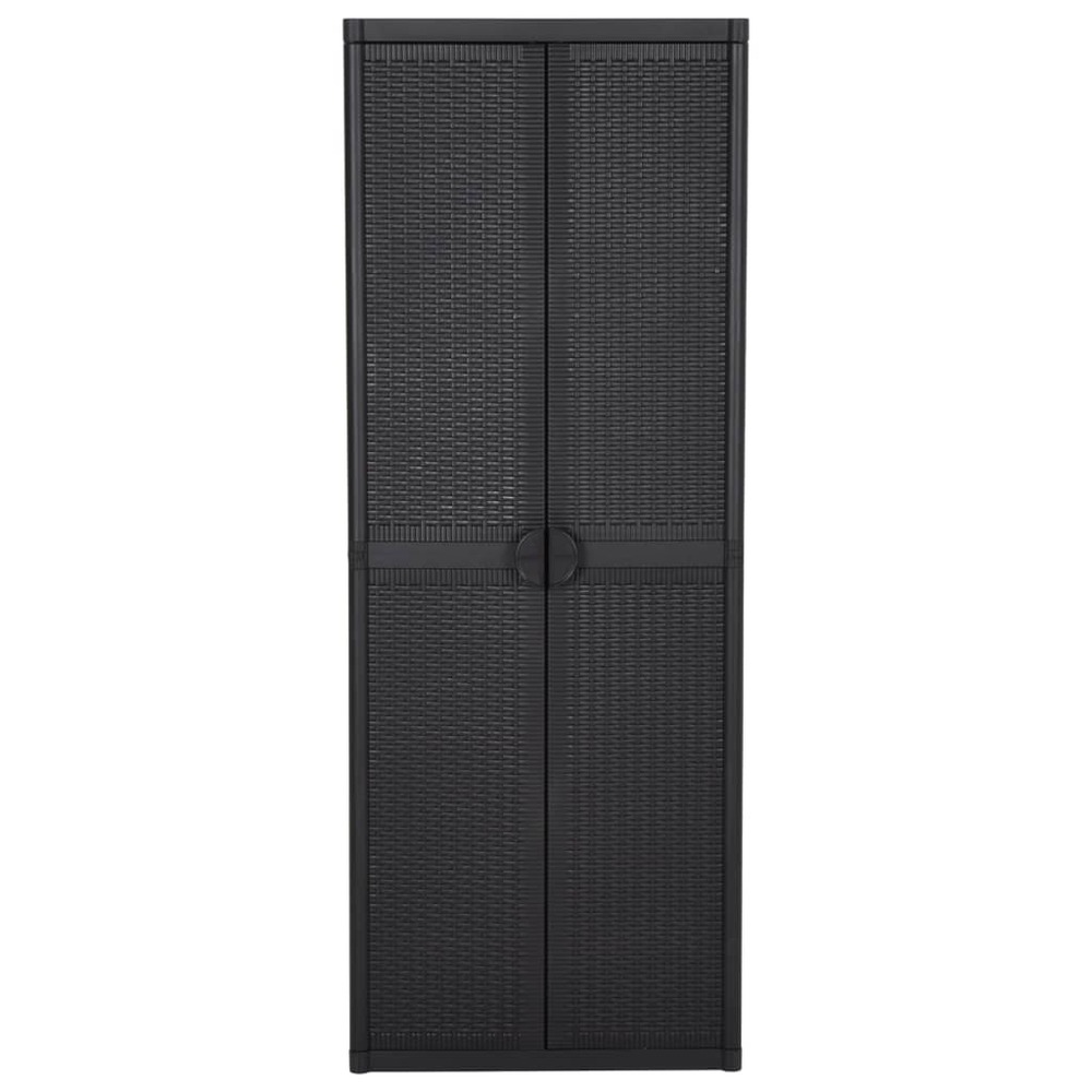 Armoire de rangement de jardin noir 65x45x172 cm pp rotin