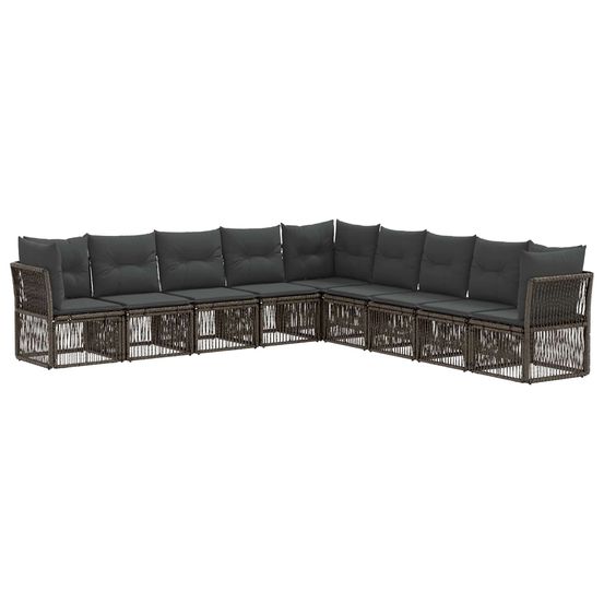 Ensemble de canapé de jardin 9 pc gris polyrotin