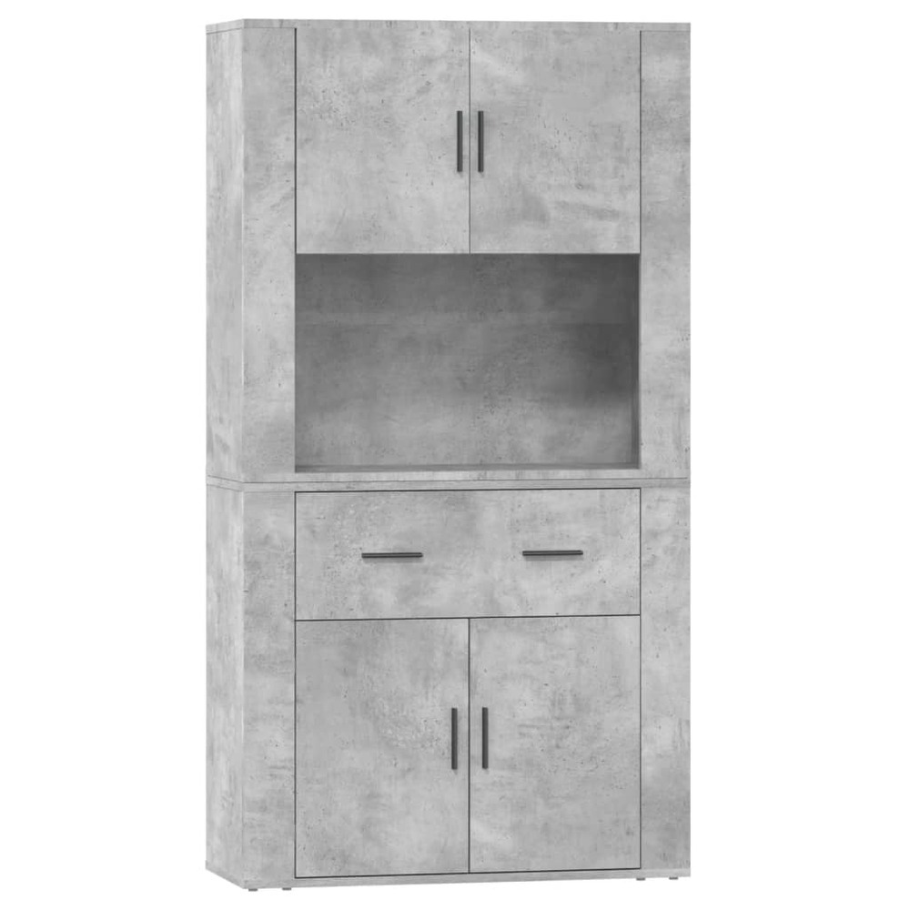 Buffet bahut commode armoire meuble de rangement organisateur cuisine salle de séjour salon haut bois d'ingénierie gris 02_00