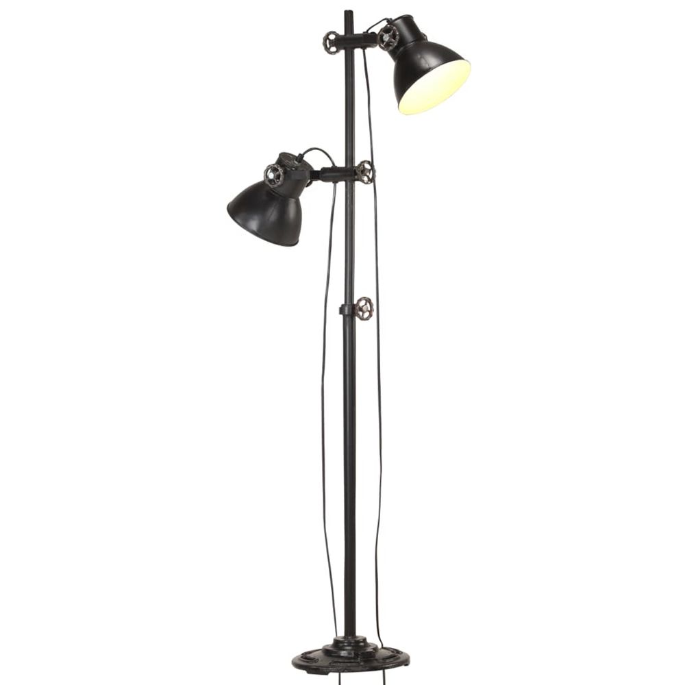 Lampadaire avec 2 abat-jour noir e27 fonte