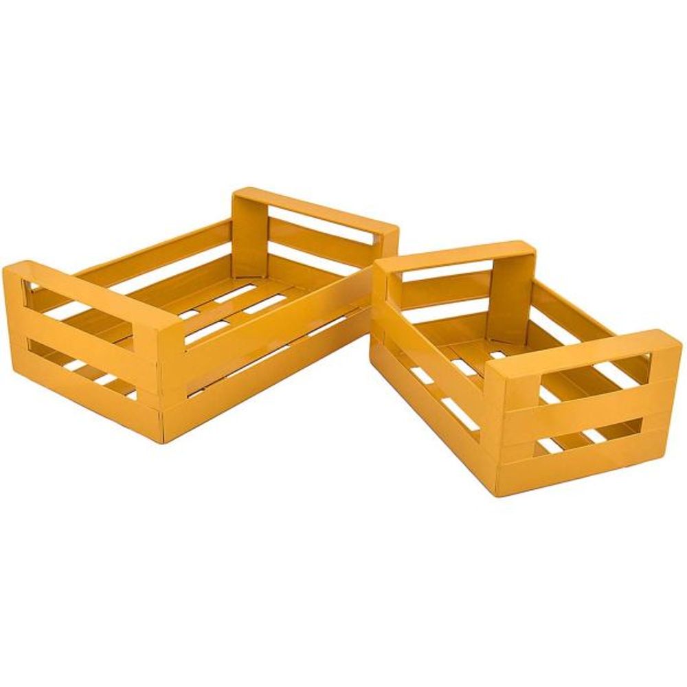 Cagette en métal coloré (lot de 2) moutarde