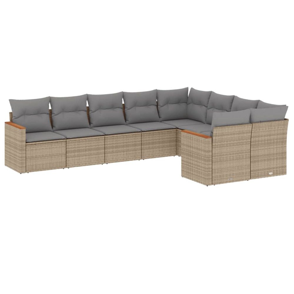 Salon de jardin avec coussins 9pcs mélange beige résine tressée