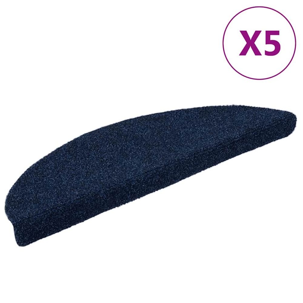 Tapis d'escalier autocollants 5 pièces 56 x 17 x 3 cm bleu marine demi-rond