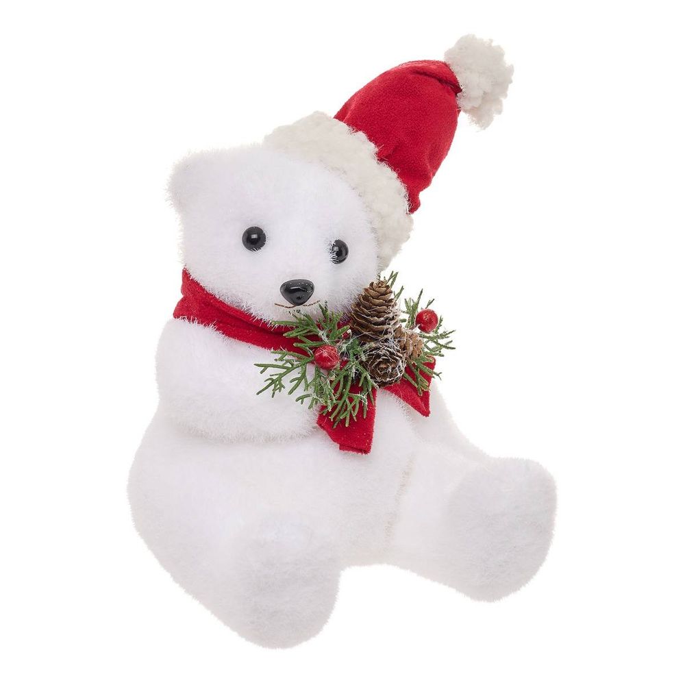 Ours de noël écharpe rouge h. 17 cm