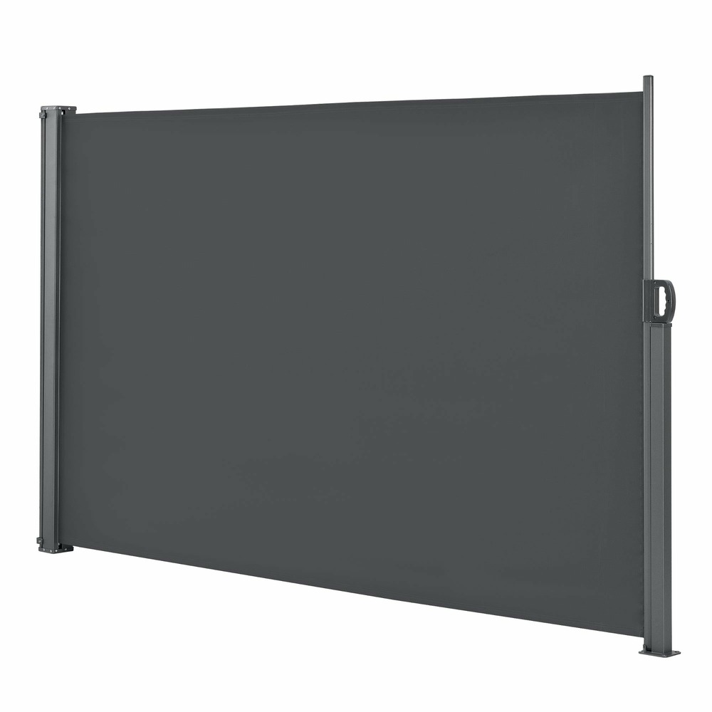Auvent latéral brise-soleil baldaquin garde-vue pare-soleil métal et polyester 160 x 300 cm gris