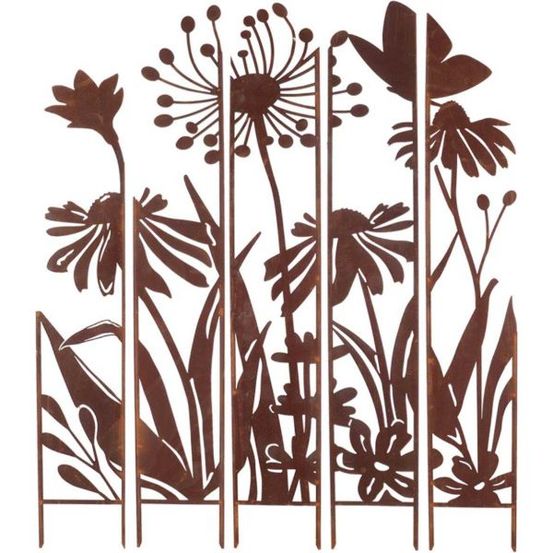Treillis brise vue en 5 parties fleurs l : 137,5 x 1,5 x 170 cm