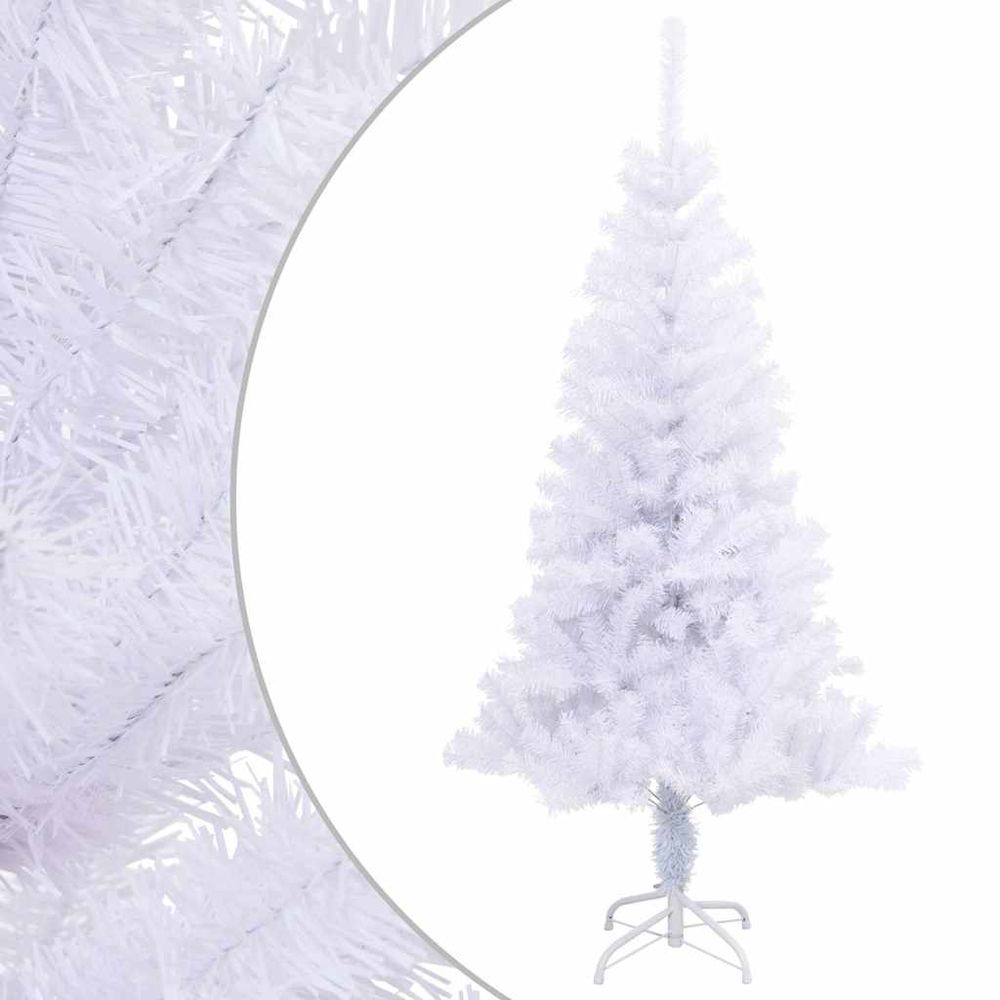 Sapin de noël artificiel effet neige pvc sur pied pour salon blanc 120 cm