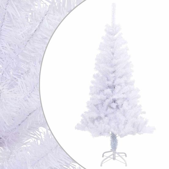 Sapin de noël artificiel effet neige pvc sur pied pour salon blanc 120 cm