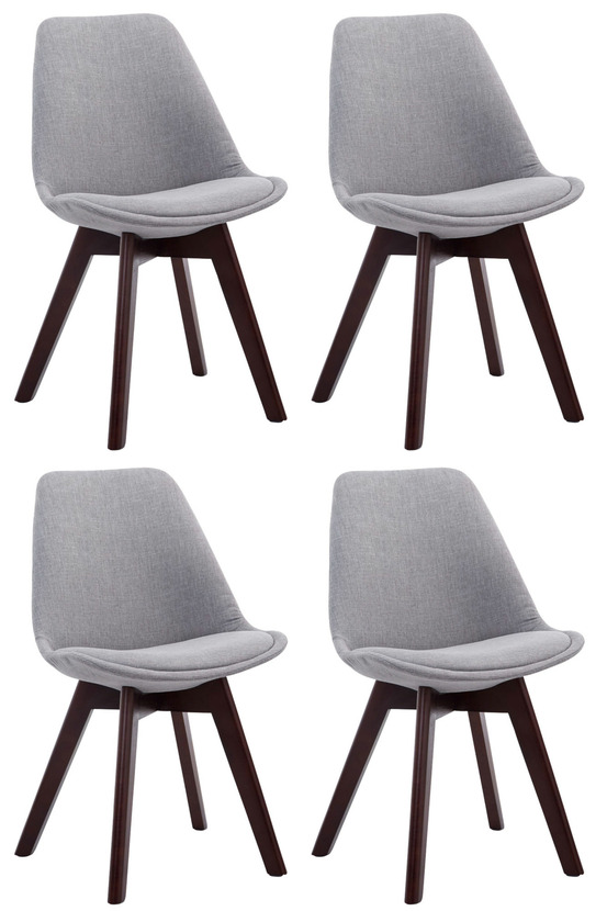 Lot de 4 chaises visiteurs borneo v2 tissu noyer