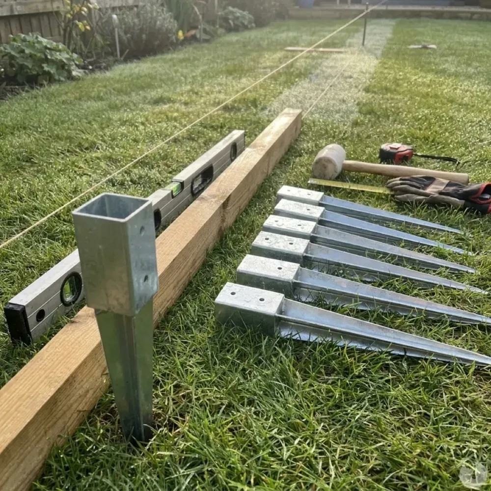 Support de poteau bois à enfoncer 7,1x7,1 cm - acier galvanisé