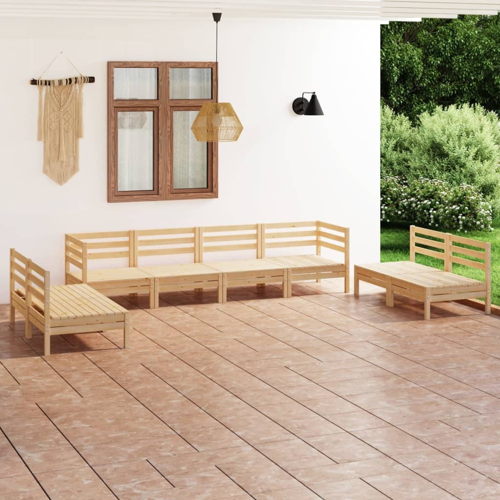 Salon de jardin 8 pcs bois de pin massif