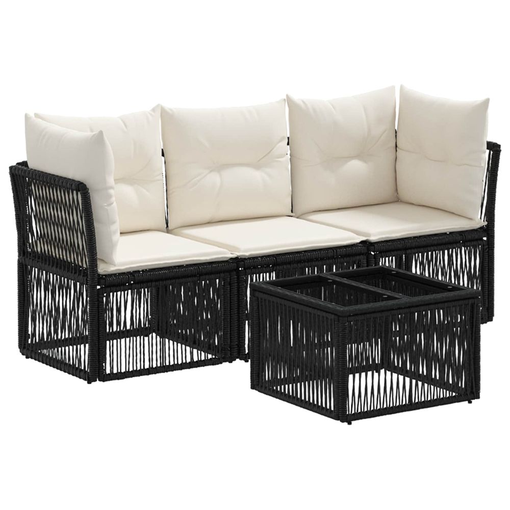 Ensemble de canapé de jardin 4 pc noir polyrotin