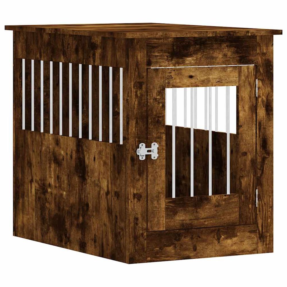 Meuble de cage pour chiens chêne fumé 55x80x68 cm