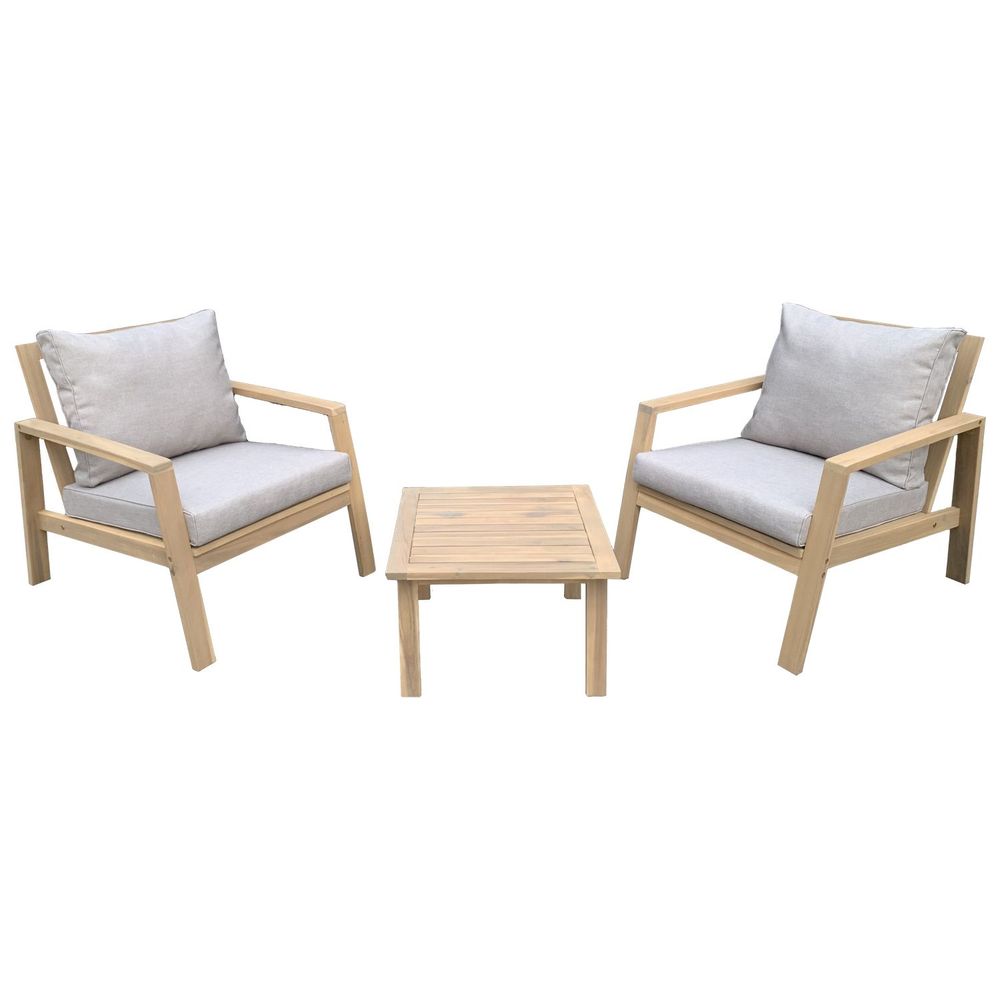 Salon de jardin en acacia massif 2 places gili - coussins sable