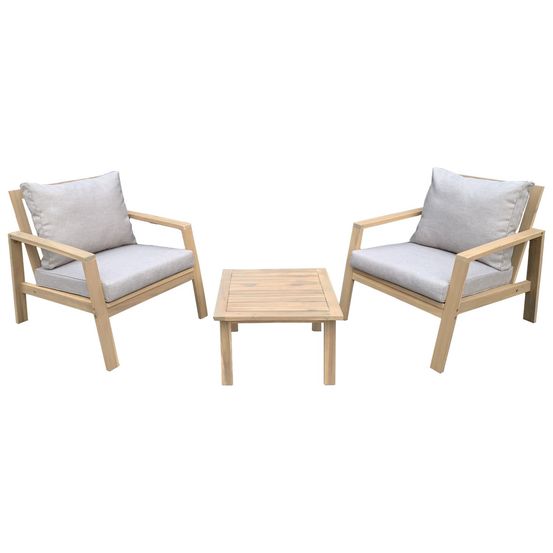 Salon de jardin en acacia massif 2 places gili - coussins sable