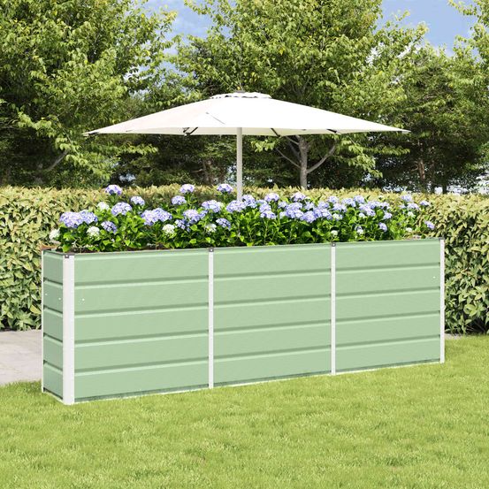 Jardinière haute xxl acier vert 240x40x75 cm potager surélevé extérieur