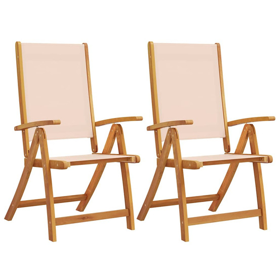 Chaises pliables de jardin lot de 2 bois d'acacia et textilène