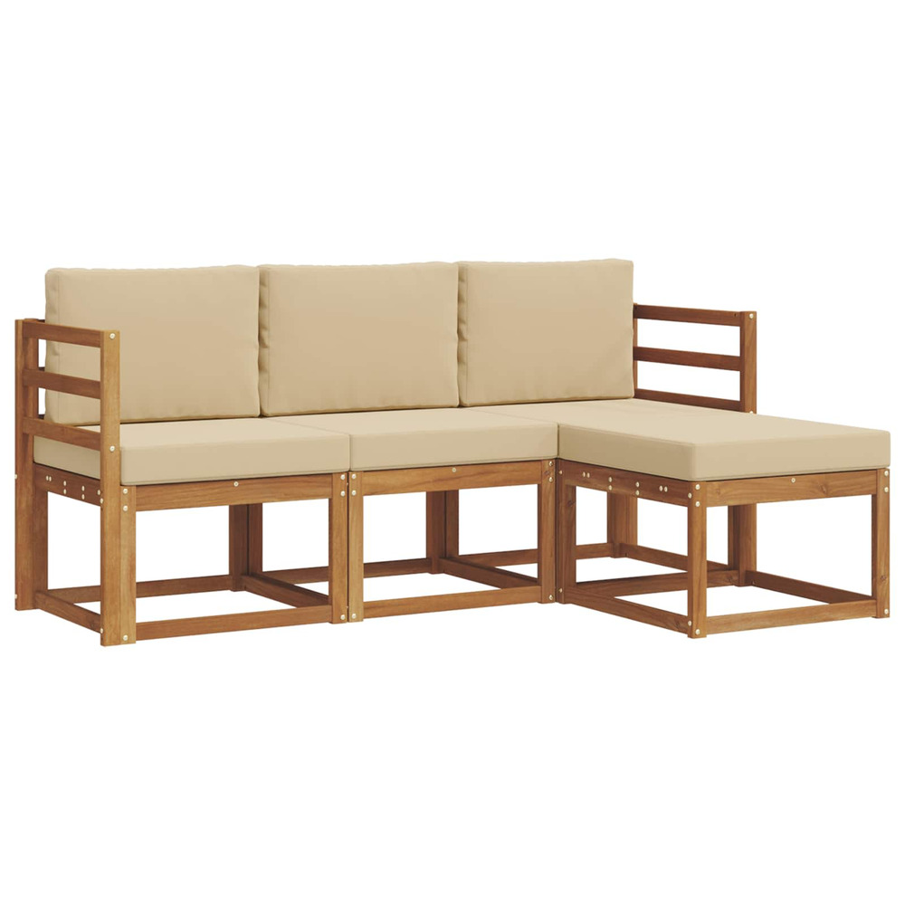 Ensemble de canapés d'extérieur 4 pcs naturel et beige