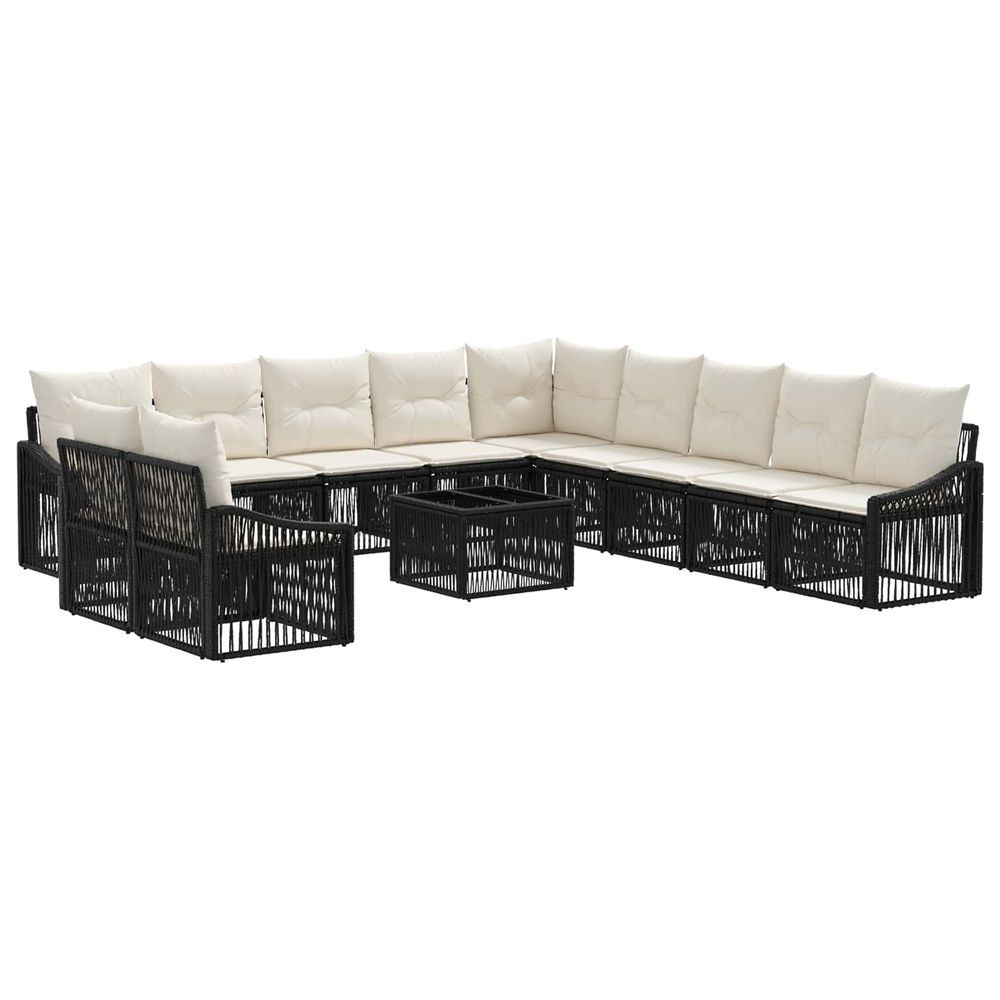 Ensemble de canapé de jardin 12 pc noir polyrotin