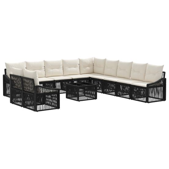 Ensemble de canapé de jardin 12 pc noir polyrotin