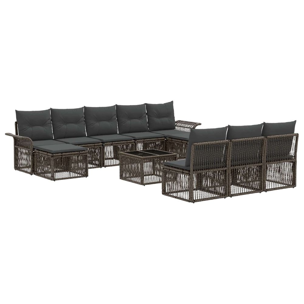 Ensemble de canapé de jardin 11 pc gris polyrotin