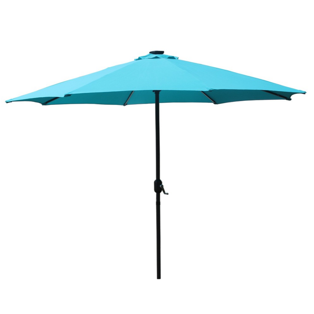 Parasol droit rond led diamètre 3 m bleu manarola